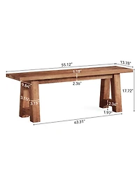 Tribesigns Solid Wood Dining Bench with A-Shaped Legs, 55.12-Inch Farmhouse Entryway Bench