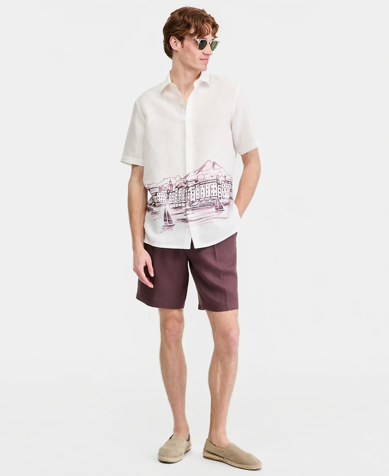 Club Room Men's Resort Scene Linen Short-Sleeve Shirt, Macy's Exclusive - Print