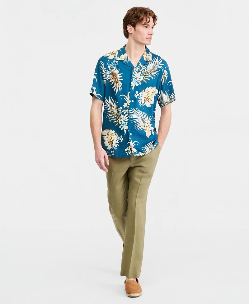Club Room Men's Viva Floral Silk-Blend Short Sleeve Shirt, Macy's Exclusive - Print