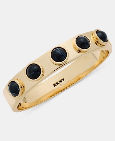 Dkny Gold-Tone Dynamic Jet Cabochon Bangle Bracelet
