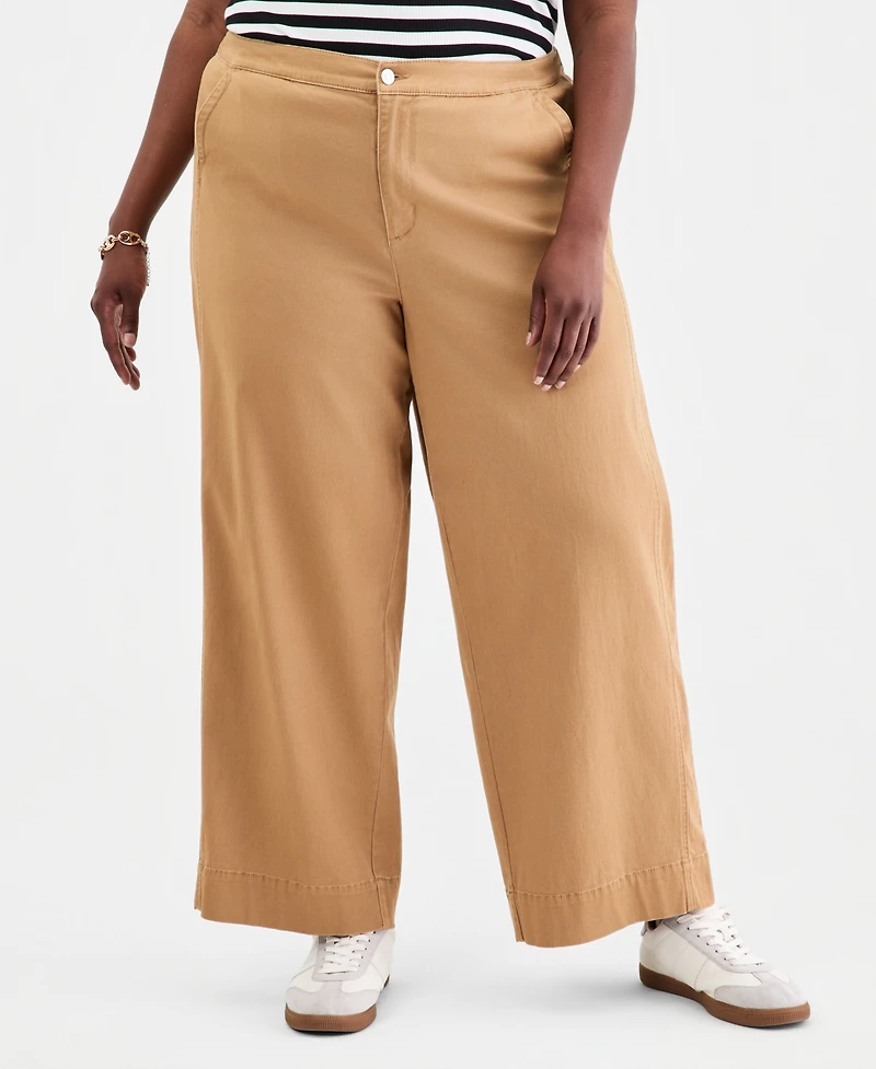 On 34th Trendy Plus Stretchy-Waist Wide-Leg Pants, Macy's Exclusive