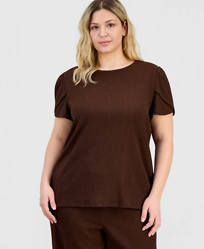 Anne Klein Essentials Plus Crinkle-Textured Top