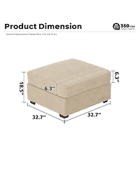 Xizzi Modular Sectional Sofa Ottoman Seat Module, 32.7" for Diy Combination L U V Shaped,Plush Corduroy Loveseat Chair Living Ro