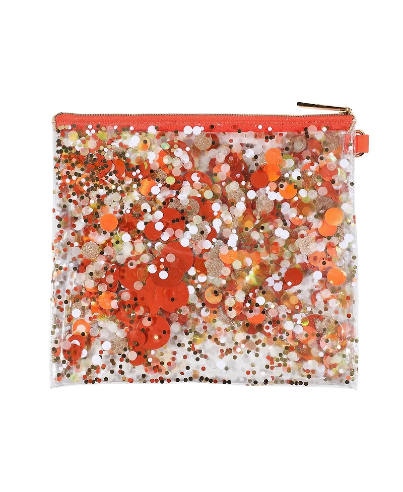 Packed Party Spirit Squad Confetti Everything Pouch, Makeup Bag, Travel Bag,Cosmetic Bag for Women (Orange Burst)