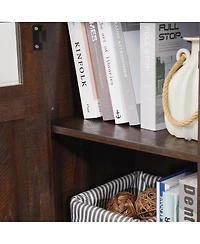 Streamdale Furniture Farmhouse Barn Door Tv Stand with Fireplace Insert, Espresso, 60.23"W