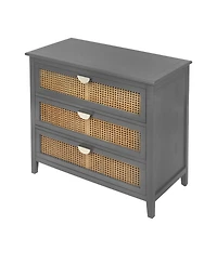 Streamdale Furniture 3 Drawer Cabinet Rattan, American Furniture, Suitable For Bedroom, Living Room, Study