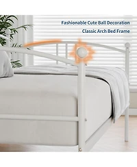 gaomon Twin Daybed with Trundle Metal Twin Pullout Trundle Steel Slats Casters Sofa Bed for Living Room Guest Room