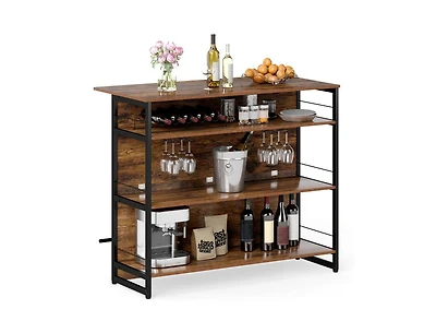 Slickblue 4-Tier Mini Bar Kitchen Island with Wine Rack and Footrest