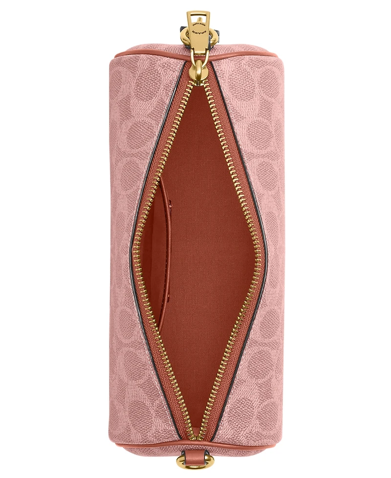 Coach Coated Canvas Signature Small Barrel Bag