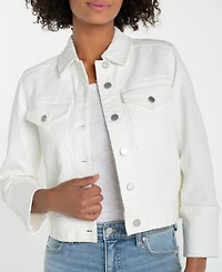 Liverpool Los Angeles Petite Bracelet-Length-Cuffed-Sleeve Cropped Jacket
