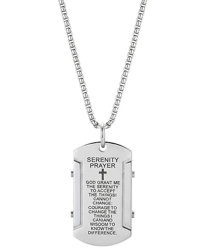 Rhona Sutton Men's Stainless Steel Serenity Prayer Pendant Necklace