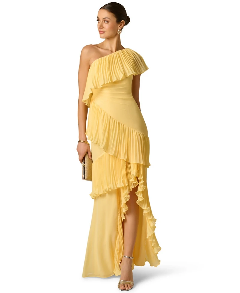 Adrianna Women's One-Shoulder Chiffon High Low Gown