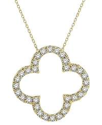 Macy's Diamond (1/3 ct. t.w.) Clover Pendant Necklace in 14k Yellow Gold