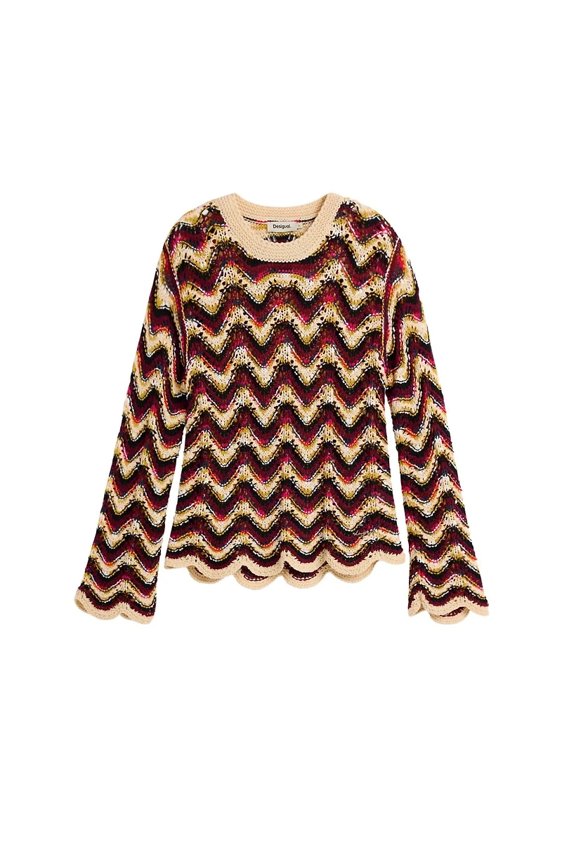 Desigual Women's Zigzag crochet sweater