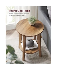 Slickblue Round End Table With Lower Shelf For Small Spaces