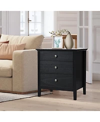 Nightstand Beside End Side Table Organizer with 3 Drawers