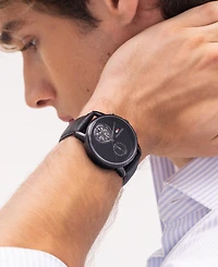 Tommy Hilfiger Men's Multifunction Black Leather Strap Watch, 40mm