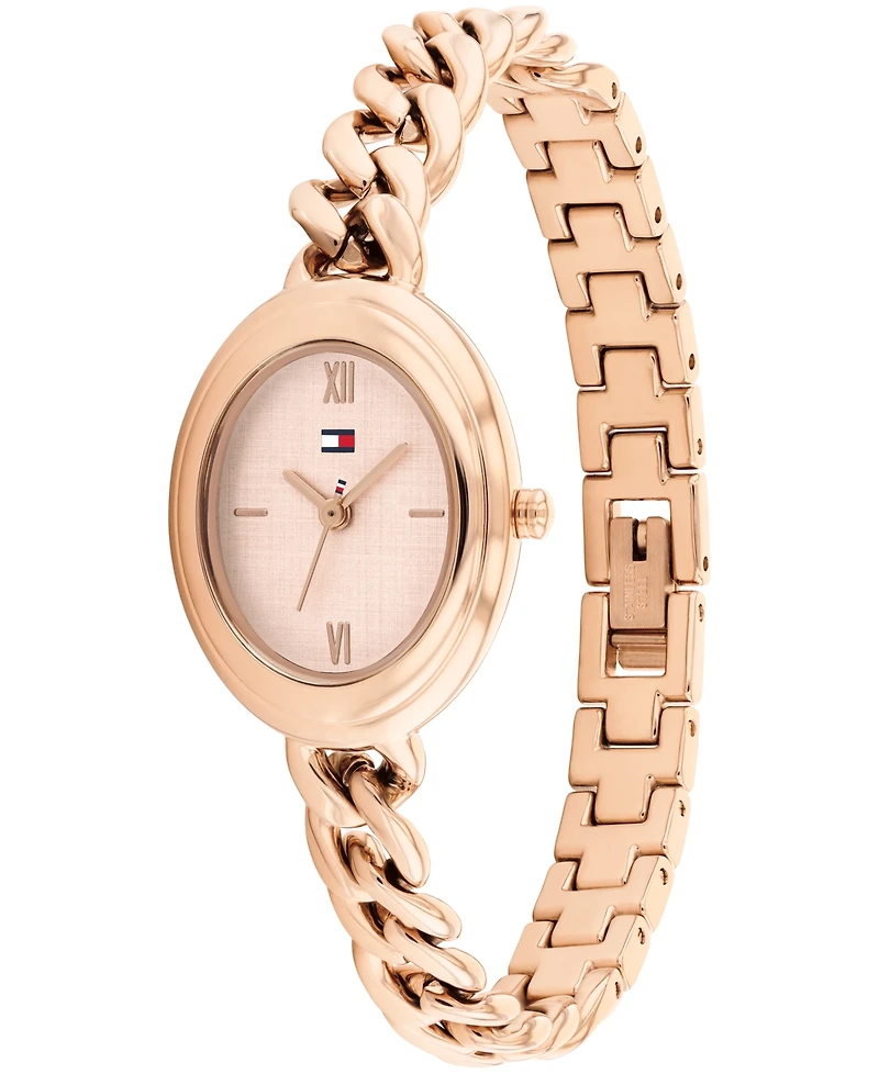 Tommy Hilfiger Women's Quartz Rose Gold Tone Stainless Steel Chain Bracelet Watch, 21.5mm