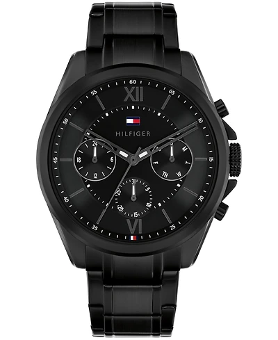 Tommy Hilfiger Men's Multifunction Black Ip Stainless Steel Bracelet Watch, 42mm