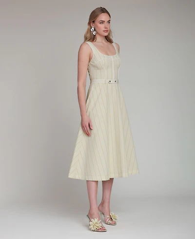 Avec Les Filles Women's Contrast Piping Midi Dress