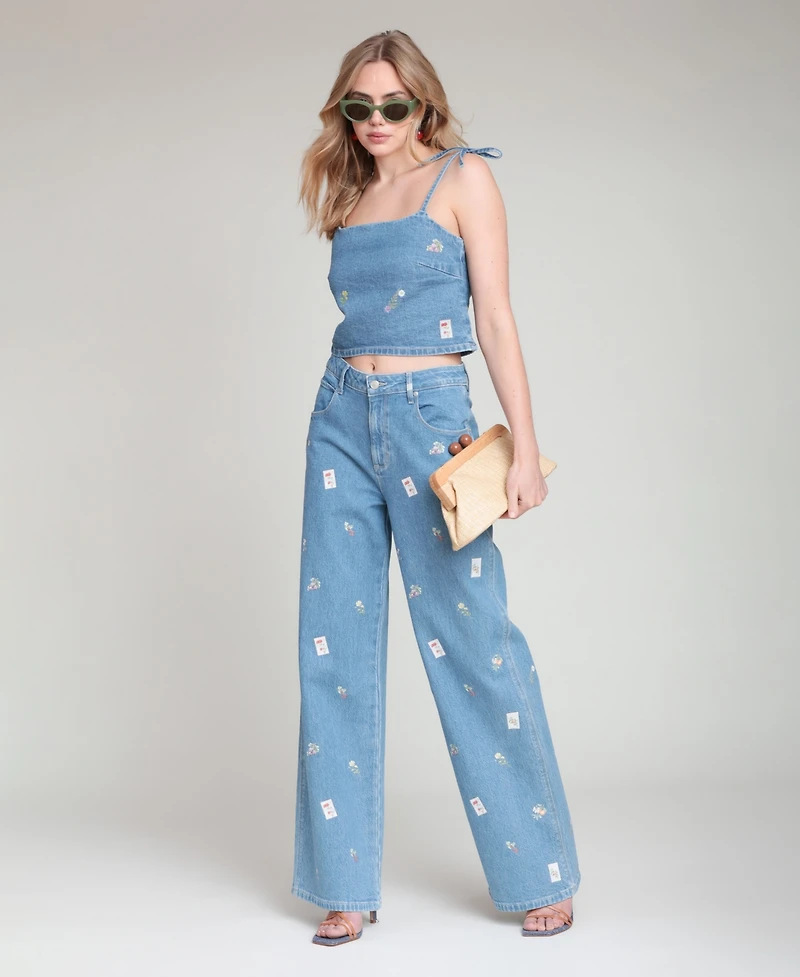 Avec Les Filles Women's Denim Tie Top