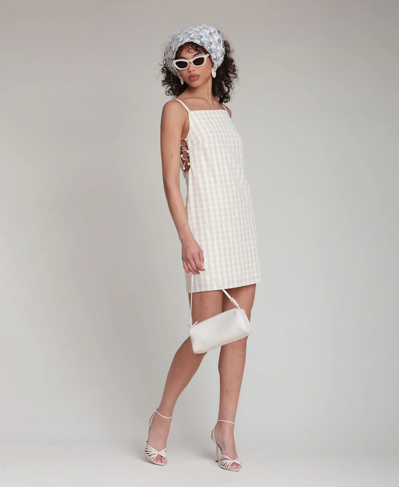 Avec Les Filles Women's Gingham Square-Neck Mini Dress