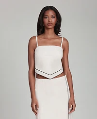 Avec Les Filles Women's Contrast-Trim Scarf Top