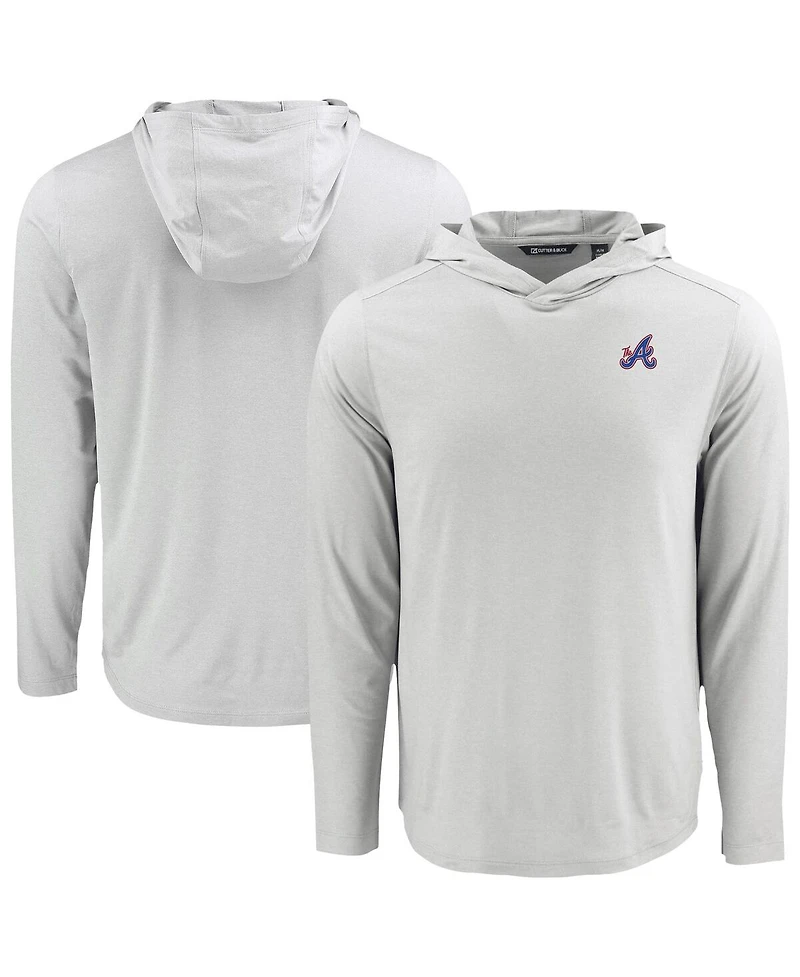 Cutter & Buck Men's Gray Atlanta Braves Coastline Epic Comfort Eco Hoodie Long Sleeve T-Shirt