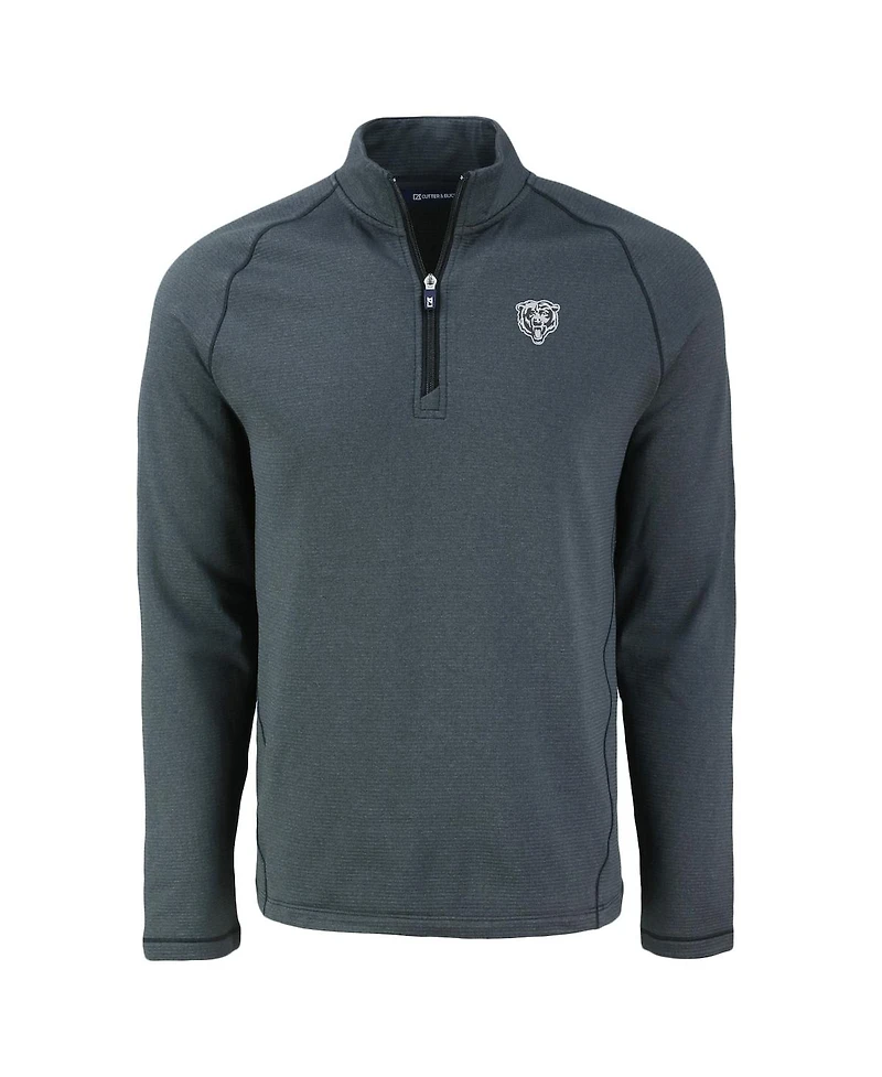 Cutter & Buck Men's Heather Black Chicago Bears Peshastin Eco Fleece Tri-Blend Raglan Quarter-Zip Jacket