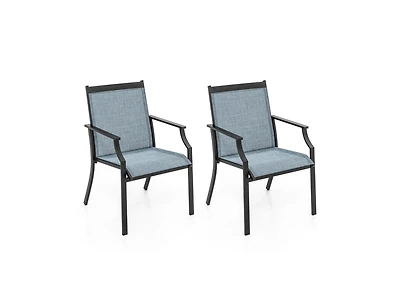 Slickblue 2-Piece Patio Dining Chair Set with Ventilated Seat and Metal Frame