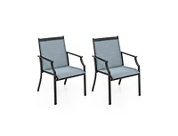 Slickblue 2-Piece Patio Dining Chair Set with Ventilated Seat and Metal Frame