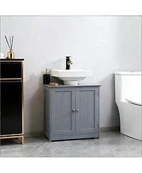 Sillysis 23.5 Inch Under Sink Bathroom Cabinet, Mdf Vanity with Adjustable Shelf for Pedestal Storage