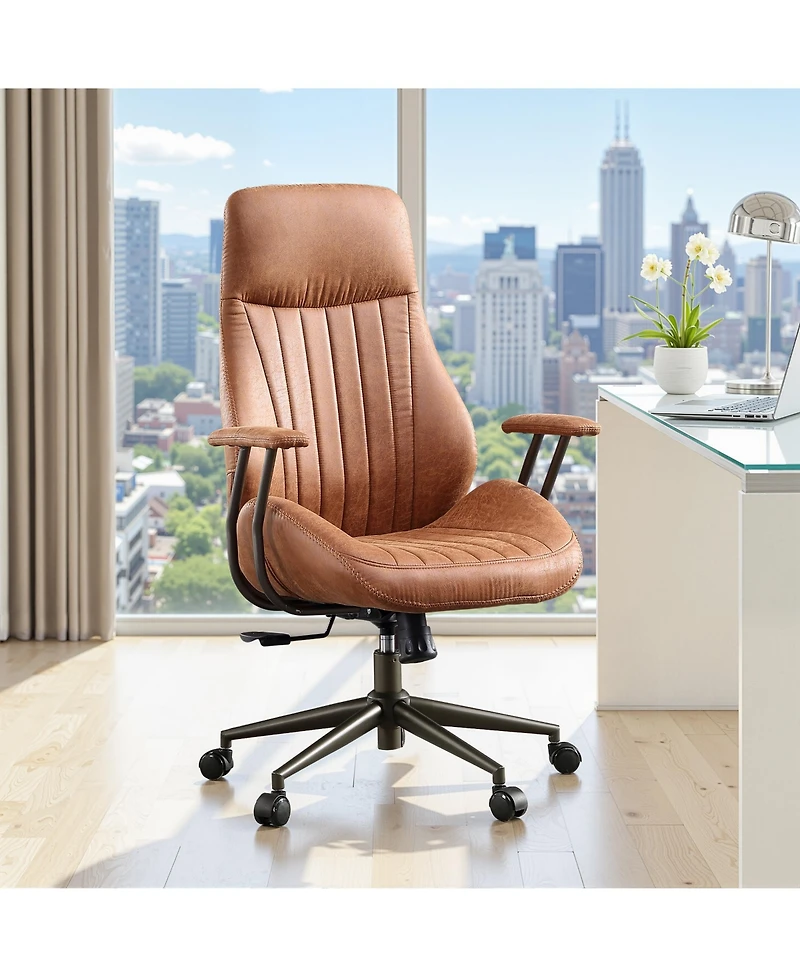 Xizzi High Back Ergonomic Office Chair, Swivel Suede Desk Chair with Lumbar Support, Height Adjustable Modern Executive Computer