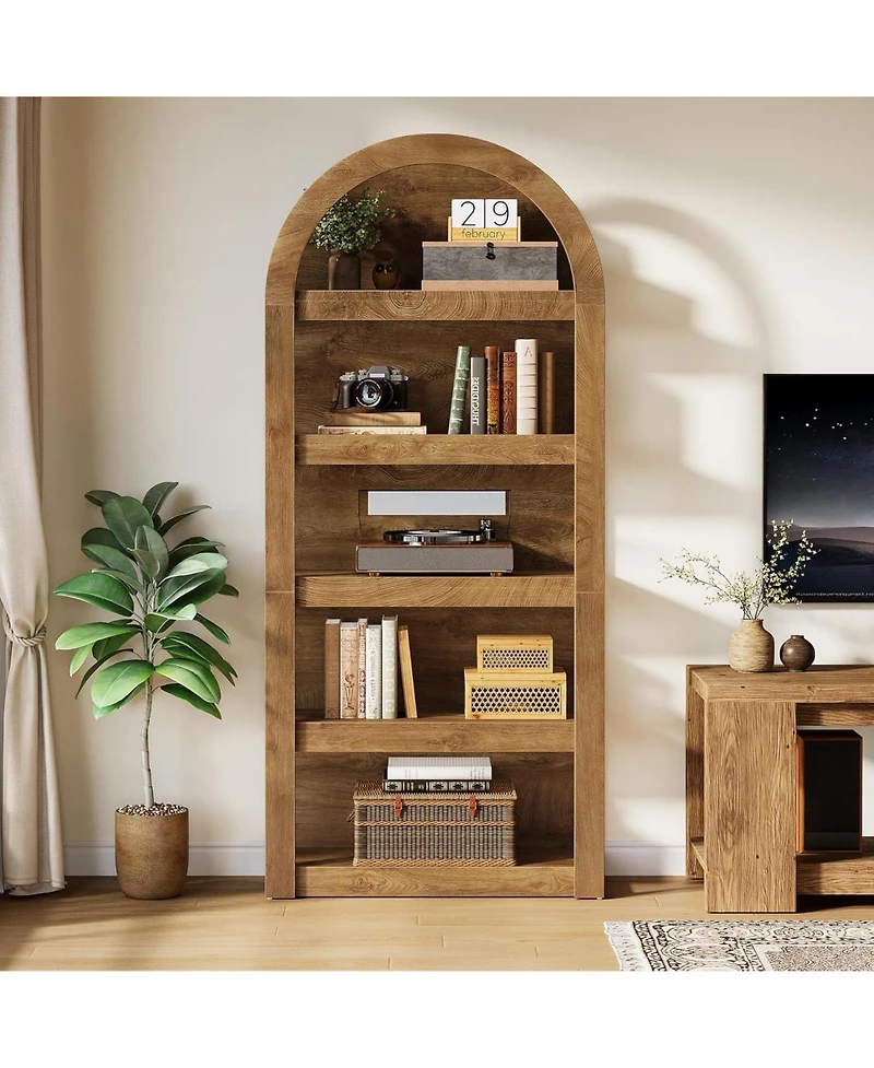 Tribesigns 5-Tier Arched Bookshelf, 71" Tall