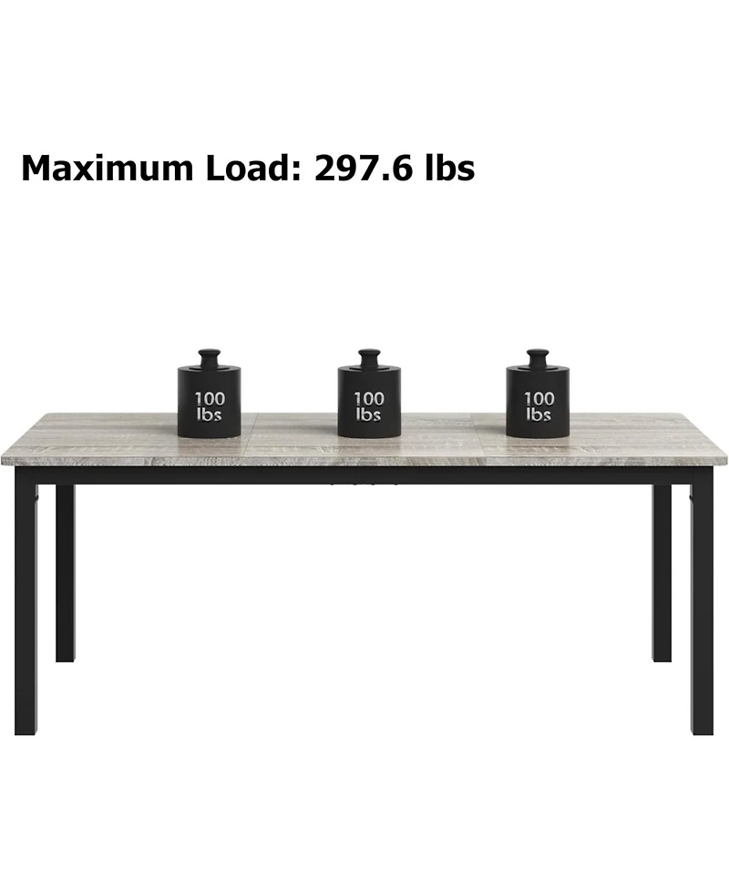 gaomon Industrial Dining Table for 6 with Wood Top and Metal Legs, Rectangular Design