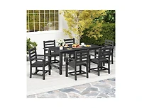 Slickblue 6 Person Patio Dining Table with Wood Look Top