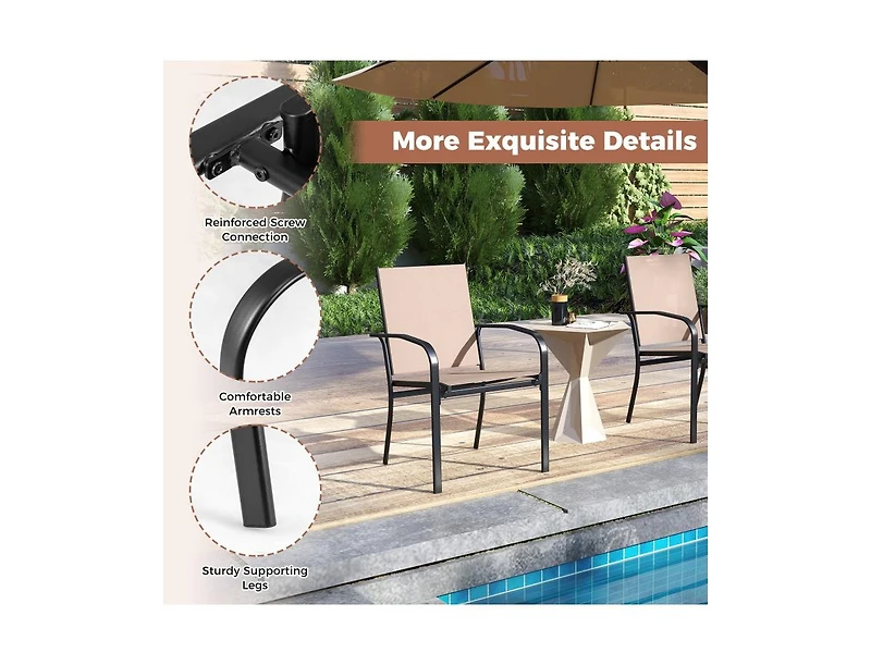 Slickblue High Back Outdoor Dining Chairs Set of 2 Metal