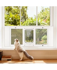 Cozito Adjustable Window Cat Door 35"–40" Wide with 4 Lock Modes and Aluminum Frame