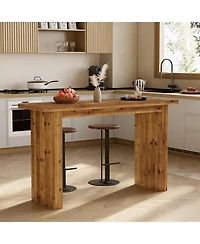 Tribesigns 63'' Solid Wood Bar Table, Rectangular High Top Kitchen Dining Bar Height Tables, Industrial Counter Height Pub Table