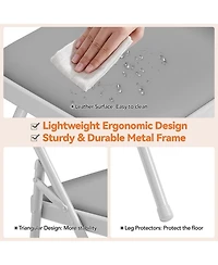 gaomon Folding Chairs, Pu Leather Upholstered Foldable Chairs Set, Soft Cushioned Chairs with Metal Frame