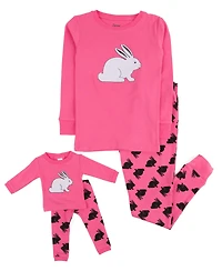 Leveret Girls & Doll Matching 100% Cotton Long Sleeve Animal Print Pajamas