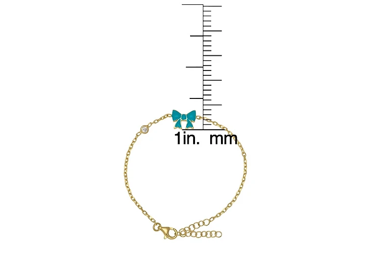 Lily Nily Enamel Bow & Cubic Zirconia Station Chain Link Bracelet
