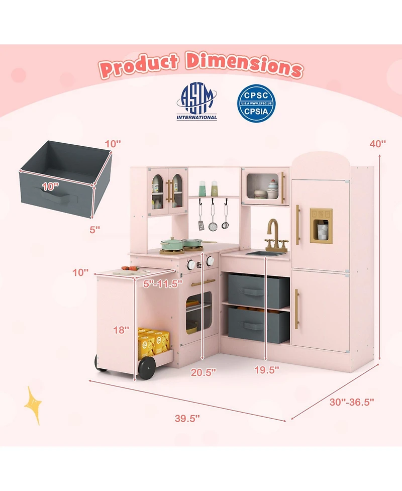 Mecale Corner Kitchen with Lights & Sounds, Fun Pretend Play for Kids