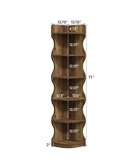 Tribesigns Modern 6-Tier Corner Shelf, 71'' Wavy Wall Corner Bookshelf, Unique Curvy Shape Corner Shelves Stand Plant Stand Display Rack