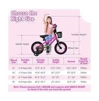 Hongge 12 Inch Kids Bike Adjustable Bicycle with Front Basket for Children Aged 3-4 Years Old
