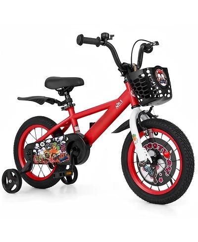 Hongge 14 Inch Kids Bike Adjustable with Storage Basket and Double Brake for 3-5 Years Old