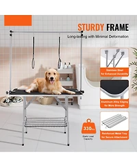Cozito 46" Foldable Pet Grooming Table with Dual Arms and Clamp, 330 lb Capacity