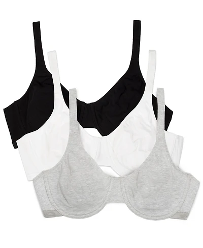 Fruit of The Loom Women's Cotton Stretch Extreme Comfort Bra, 3 Pack