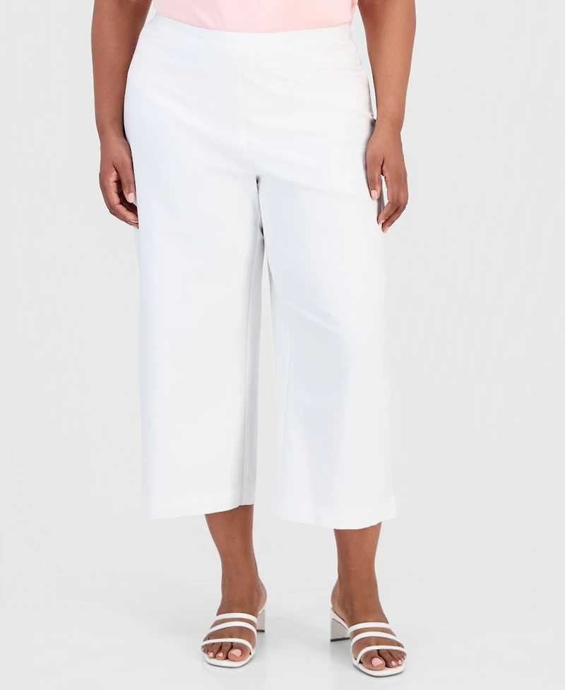 Jm Collection Plus Pull-On Wide-Leg Capri Pants, Macy's Exclusive