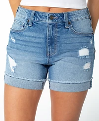 Celebrity Pink Juniors Mid Rise Frayed Cuff Shorts